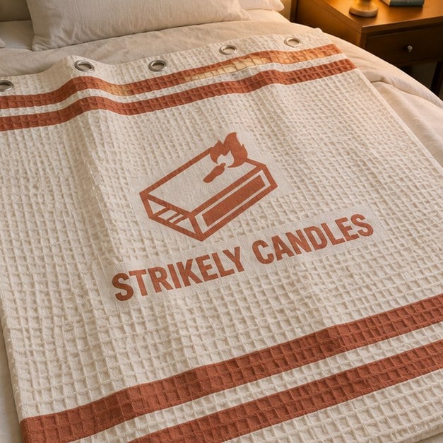 Customer photo of a custom waffle shower curtain